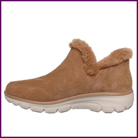 Hands-Free Slip-On Booties with Memory Foam, Suede & Faux Fur - Picture 6 of 7